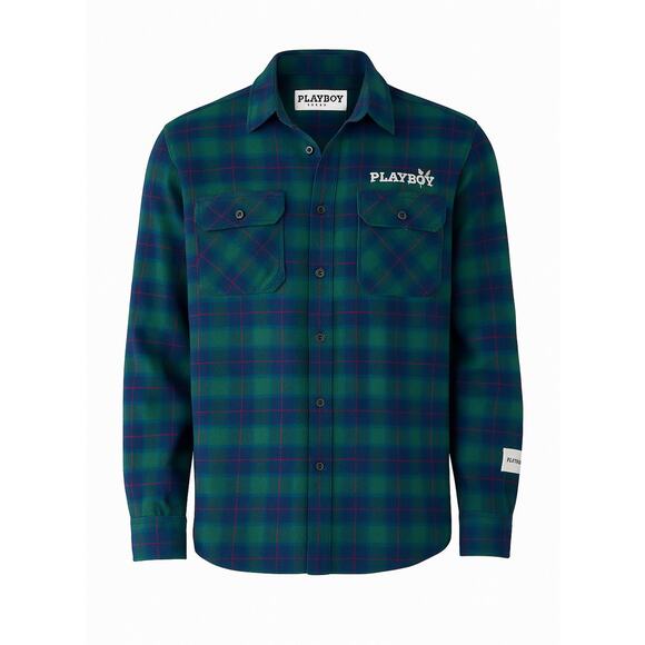 PacSun Other - Playboy PacSun Green Blue Plaid Flannel Shirt Men’s Medium Long Sleeve